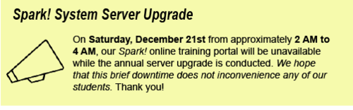 Spark! Server Upgrade - December 21st from 2 AM to 4 AM