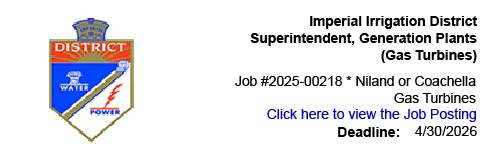 20260331 IID Superintendent Gen Plants Gas Turbines