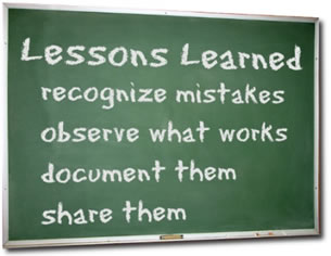 image_Lessons Learned: recognize mistakes, observe what works, document them, share them